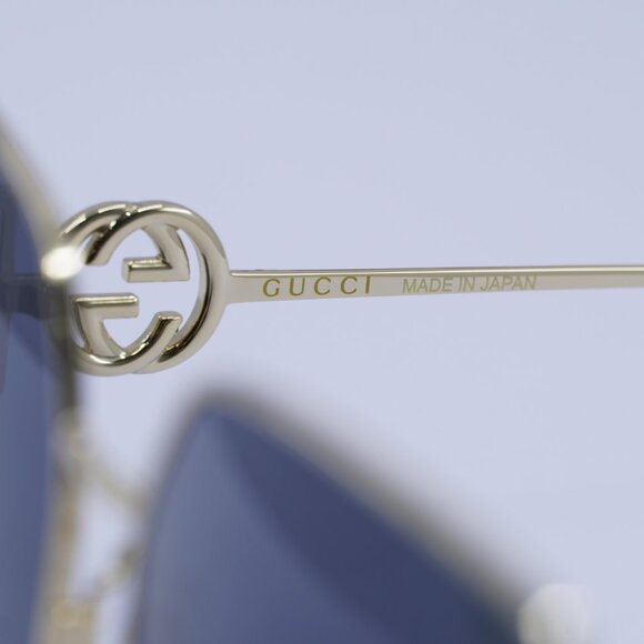 Gucci GG1207SA 002 Sunglasses Gold Square Frame, Grey Lenses